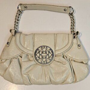Steve Madden To-Talli Patent White So Soft Shoulder Bag with Silver Chain Strap